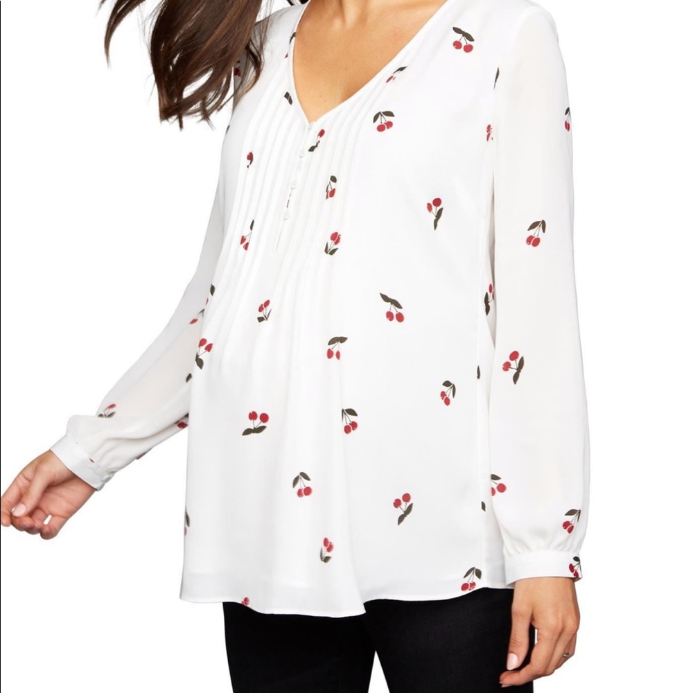 A pea in the pod cherry print blouse